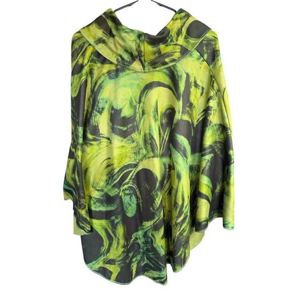 Jess & Jane Cape Jacket Green Button Front 2XL XXL Abstract Artsy Fairygrunge - Picture 5 of 7